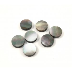 Flat 12 mm round black lip shell bead (Pack of 50 beads)
